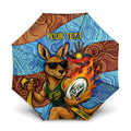 Personalised Australian Oztag Kangaroo Mascot Umbrella Indigenous Dot Art Style Aboriginal Culture