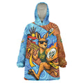 Personalised Australian Oztag Kangaroo Mascot Wearable Blanket Hoodie Indigenous Dot Art Style Aboriginal Culture