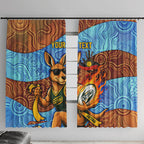 Personalised Australian Oztag Kangaroo Mascot Window Curtain Indigenous Dot Art Style Aboriginal Culture