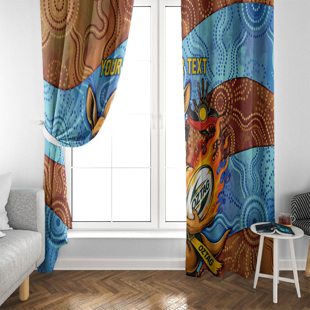 Personalised Australian Oztag Kangaroo Mascot Window Curtain Indigenous Dot Art Style Aboriginal Culture
