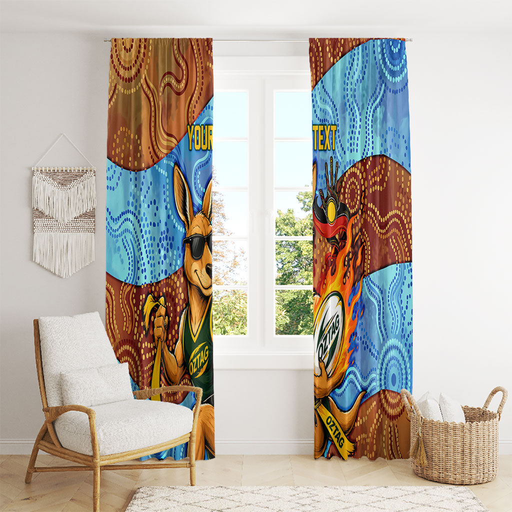 Personalised Australian Oztag Kangaroo Mascot Window Curtain Indigenous Dot Art Style Aboriginal Culture