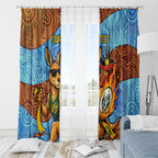 Personalised Australian Oztag Kangaroo Mascot Window Curtain Indigenous Dot Art Style Aboriginal Culture