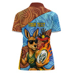 Personalised Australian Oztag Kangaroo Mascot Women Polo Shirt Indigenous Dot Art Style Aboriginal Culture