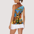 Personalised Australian Oztag Kangaroo Mascot Women Sleeveless Polo Shirt Indigenous Dot Art Style Aboriginal Culture