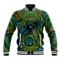Aboriginal Green - Crocodine Abstract Art Pattern Baseball Jacket