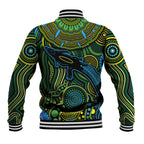 Aboriginal Green - Crocodine Abstract Art Pattern Baseball Jacket