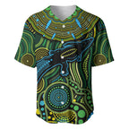 Aboriginal Green - Crocodine Abstract Art Pattern Baseball Jersey