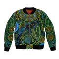 Aboriginal Green - Crocodine Abstract Art Pattern Bomber Jacket