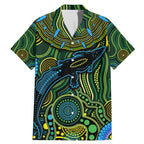 Aboriginal Green - Crocodine Abstract Art Pattern Family Matching Mermaid Dress and Hawaiian Shirt