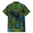 Aboriginal Green - Crocodine Abstract Art Pattern Family Matching Mermaid Dress and Hawaiian Shirt