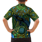 Aboriginal Green - Crocodine Abstract Art Pattern Family Matching Puletasi and Hawaiian Shirt