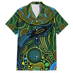 Aboriginal Green - Crocodine Abstract Art Pattern Family Matching Puletasi and Hawaiian Shirt