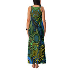 Aboriginal Green - Crocodine Abstract Art Pattern Family Matching Tank Maxi Dress and Hawaiian Shirt