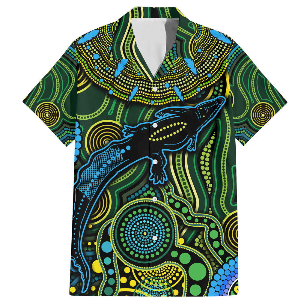Aboriginal Green - Crocodine Abstract Art Pattern Hawaiian Shirt