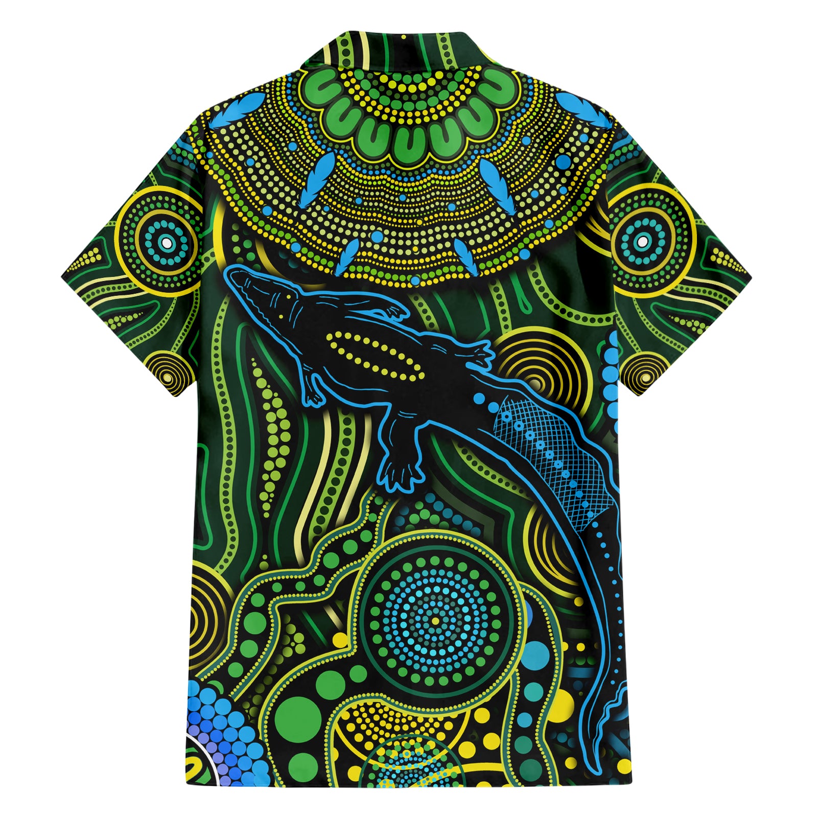 Aboriginal Green - Crocodine Abstract Art Pattern Hawaiian Shirt