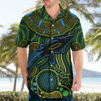 Aboriginal Green - Crocodine Abstract Art Pattern Hawaiian Shirt