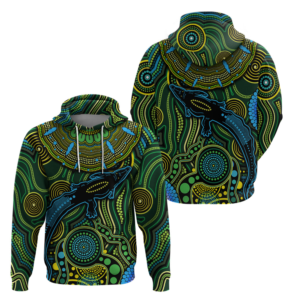 Aboriginal Green - Crocodine Abstract Art Pattern Hoodie