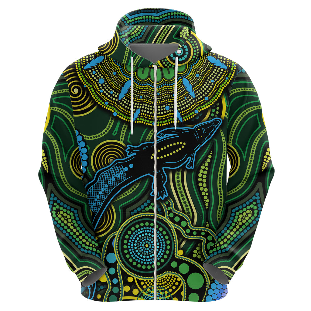 Aboriginal Green - Crocodine Abstract Art Pattern Hoodie