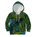 Aboriginal Green - Crocodine Abstract Art Pattern Kid Hoodie