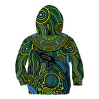 Aboriginal Green - Crocodine Abstract Art Pattern Kid Hoodie