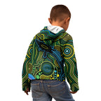 Aboriginal Green - Crocodine Abstract Art Pattern Kid Hoodie