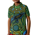Aboriginal Green - Crocodine Abstract Art Pattern Kid Polo Shirt