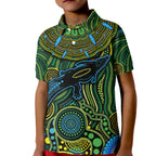Aboriginal Green - Crocodine Abstract Art Pattern Kid Polo Shirt