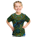 Aboriginal Green - Crocodine Abstract Art Pattern Kid T Shirt