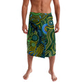 Aboriginal Green - Crocodine Abstract Art Pattern Lavalava