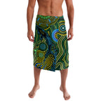 Aboriginal Green - Crocodine Abstract Art Pattern Lavalava
