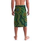 Aboriginal Green - Crocodine Abstract Art Pattern Lavalava