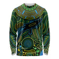 Aboriginal Green - Crocodine Abstract Art Pattern Long Sleeve Shirt