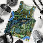 Aboriginal Green - Crocodine Abstract Art Pattern Men Tank Top