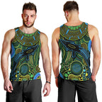 Aboriginal Green - Crocodine Abstract Art Pattern Men Tank Top