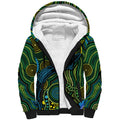 Aboriginal Green - Crocodine Abstract Art Pattern Sherpa Hoodie