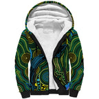 Aboriginal Green - Crocodine Abstract Art Pattern Sherpa Hoodie