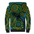Aboriginal Green - Crocodine Abstract Art Pattern Sherpa Hoodie