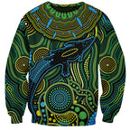 Aboriginal Green - Crocodine Abstract Art Pattern Sweatshirt