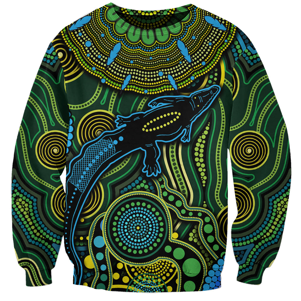 Aboriginal Green - Crocodine Abstract Art Pattern Sweatshirt