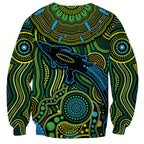 Aboriginal Green - Crocodine Abstract Art Pattern Sweatshirt