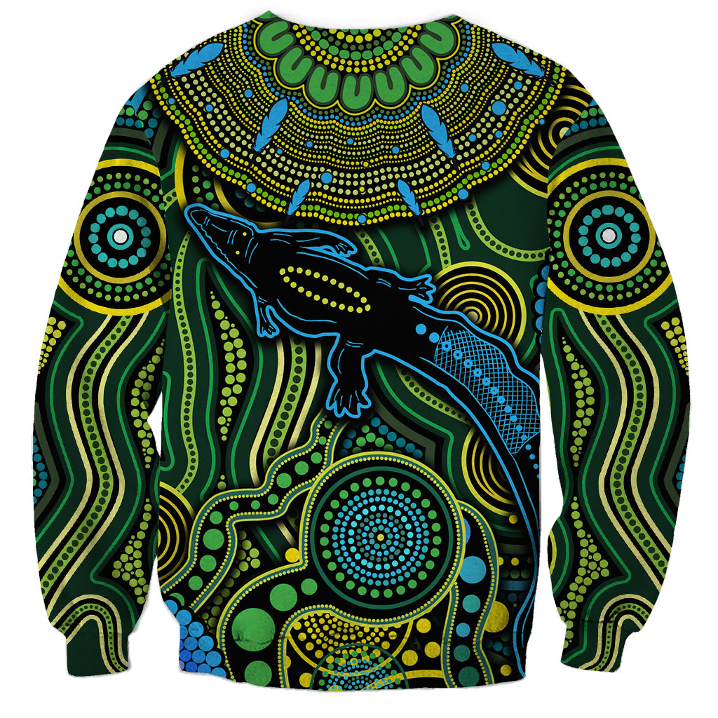 Aboriginal Green - Crocodine Abstract Art Pattern Sweatshirt