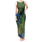 Aboriginal Green - Crocodine Abstract Art Pattern Tank Maxi Dress