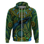 Aboriginal Green - Crocodine Abstract Art Pattern Zip Hoodie