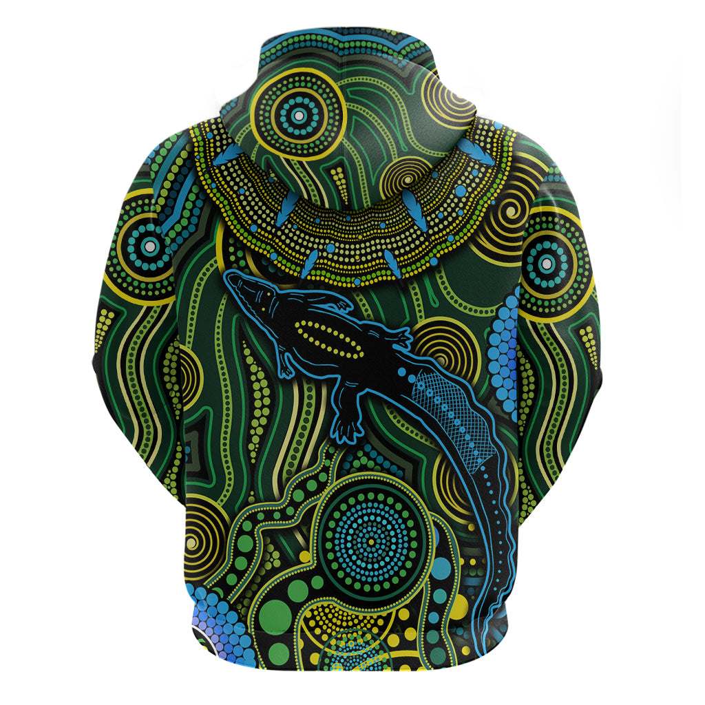 Aboriginal Green - Crocodine Abstract Art Pattern Zip Hoodie