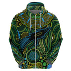 Aboriginal Green - Crocodine Abstract Art Pattern Zip Hoodie