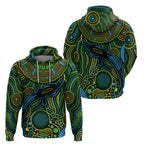 Aboriginal Green - Crocodine Abstract Art Pattern Zip Hoodie
