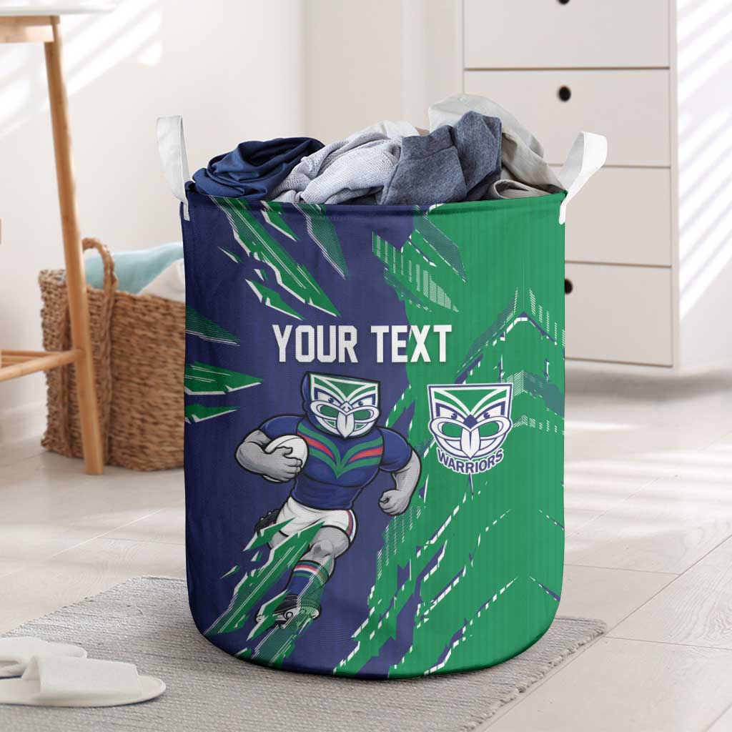 Personalized New Zealand Warriors Laundry Basket Dynamic Lightning Mascot Rugby Australia