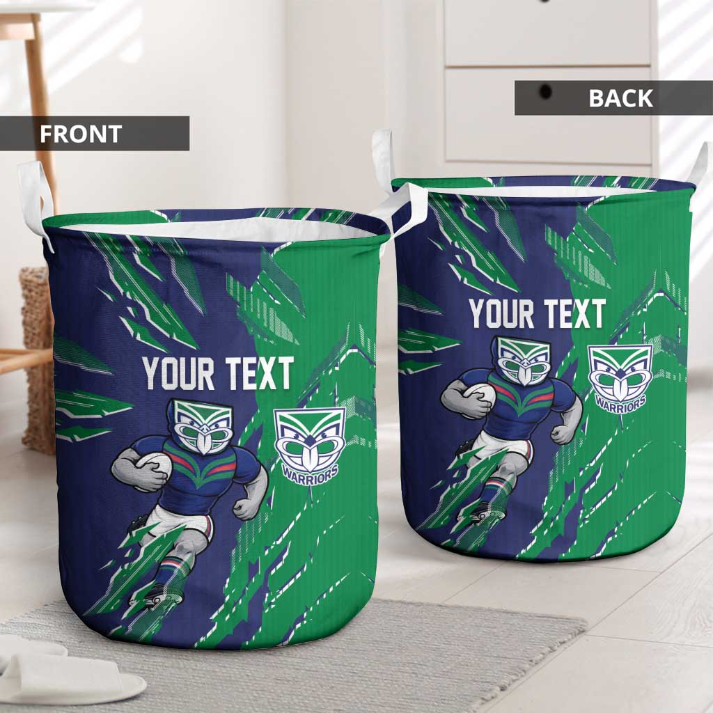 Personalized New Zealand Warriors Laundry Basket Dynamic Lightning Mascot Rugby Australia