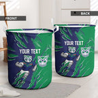 Personalized New Zealand Warriors Laundry Basket Dynamic Lightning Mascot Rugby Australia
