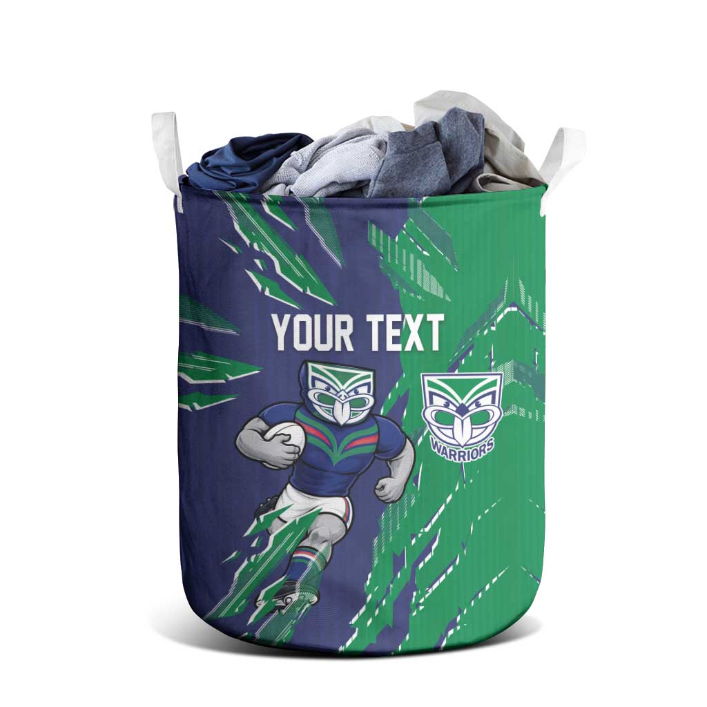 Personalized New Zealand Warriors Laundry Basket Dynamic Lightning Mascot Rugby Australia